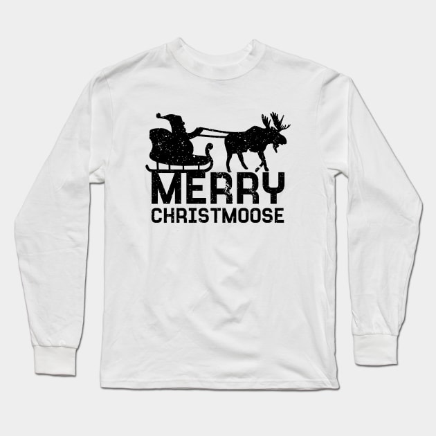 Merry Christmoose Funny Moose Shirt Christmas Pajama for Moose Lovers Long Sleeve T-Shirt by teemaniac